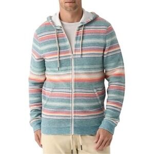 Faherty Mens XXL Whitewater Full Zip Hoodie Island Sunrise‎ Striped Pattern NWT